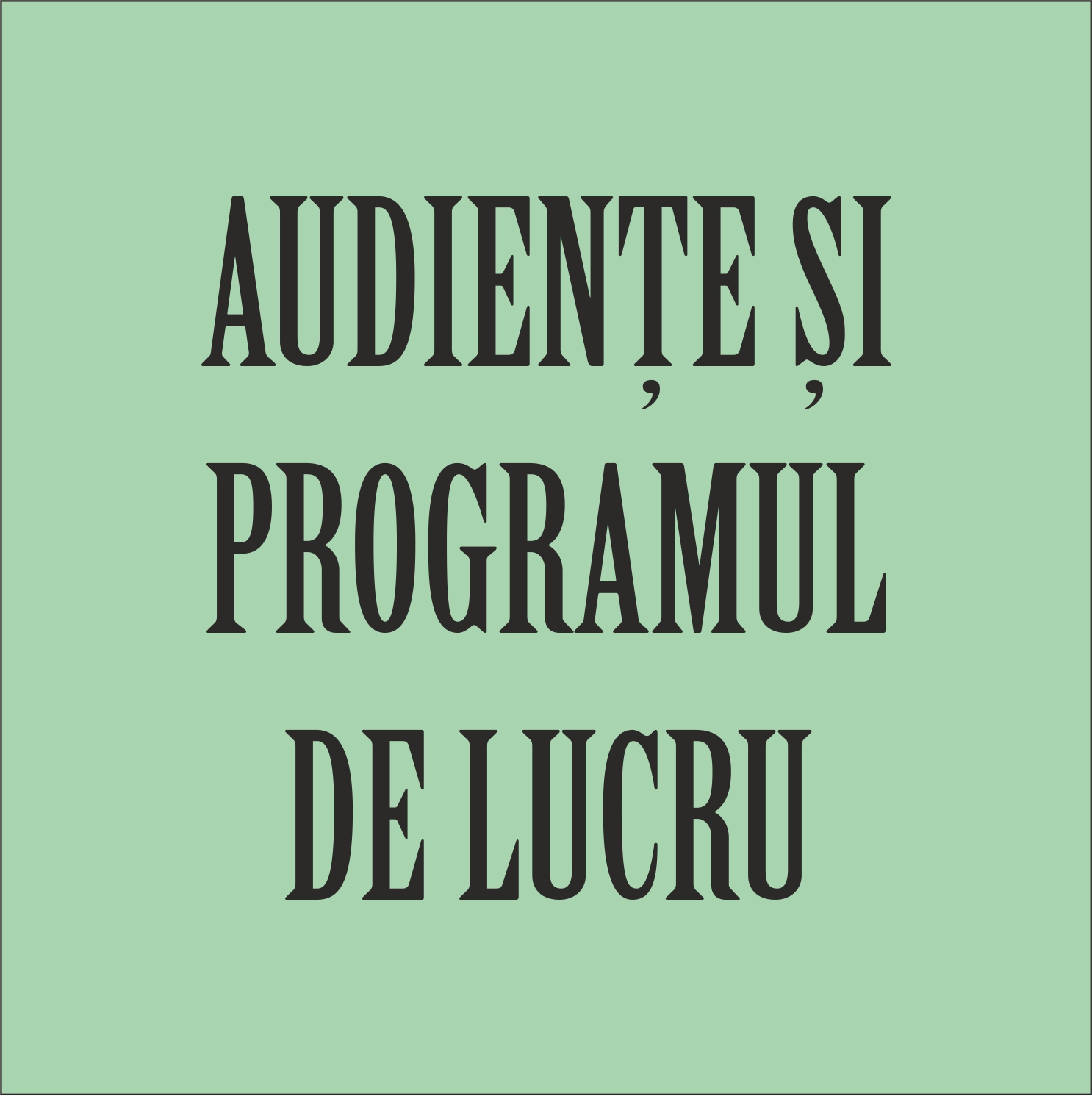 Programul de lucru & audiente